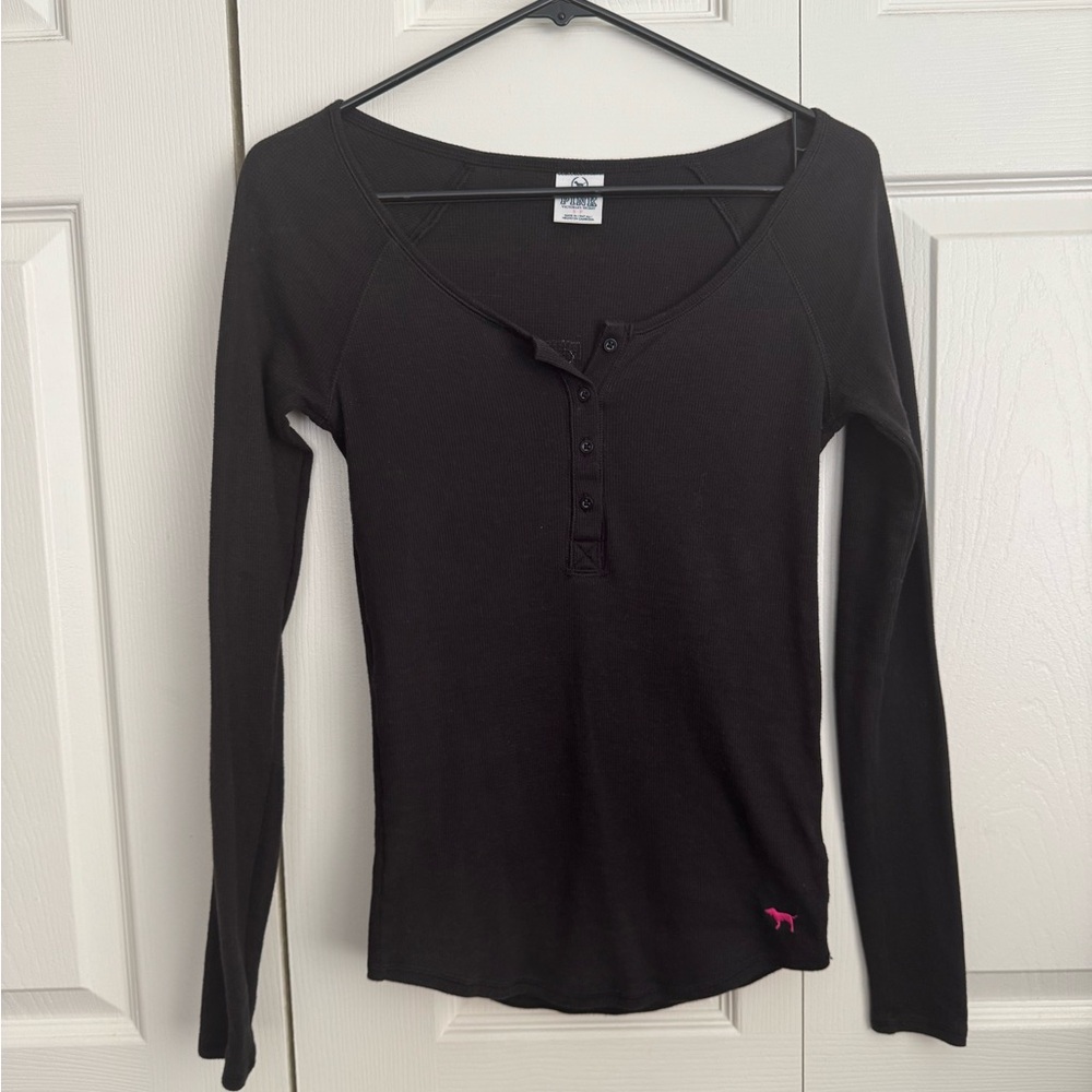 PINK Victoria's Secret Black Long Tee